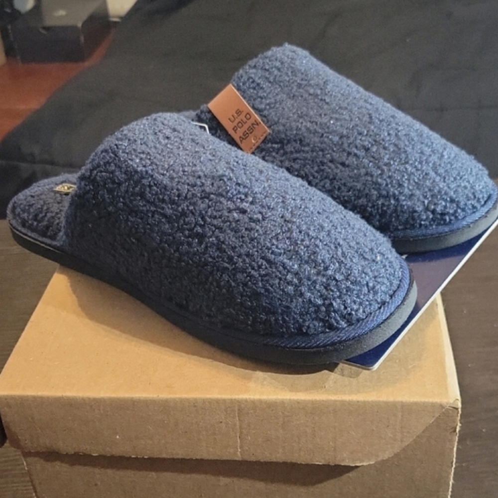 U.S. Polo Assn. Sherpa Slip-On Slippers "Navy Blue" M11/12/W12.5/13.5 NWT - Picture 3 of 6
